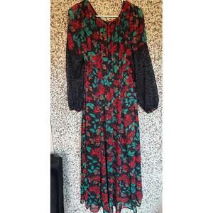 Torrid Maxi Peasant Dress - Chiffon Floral Black– Size 00